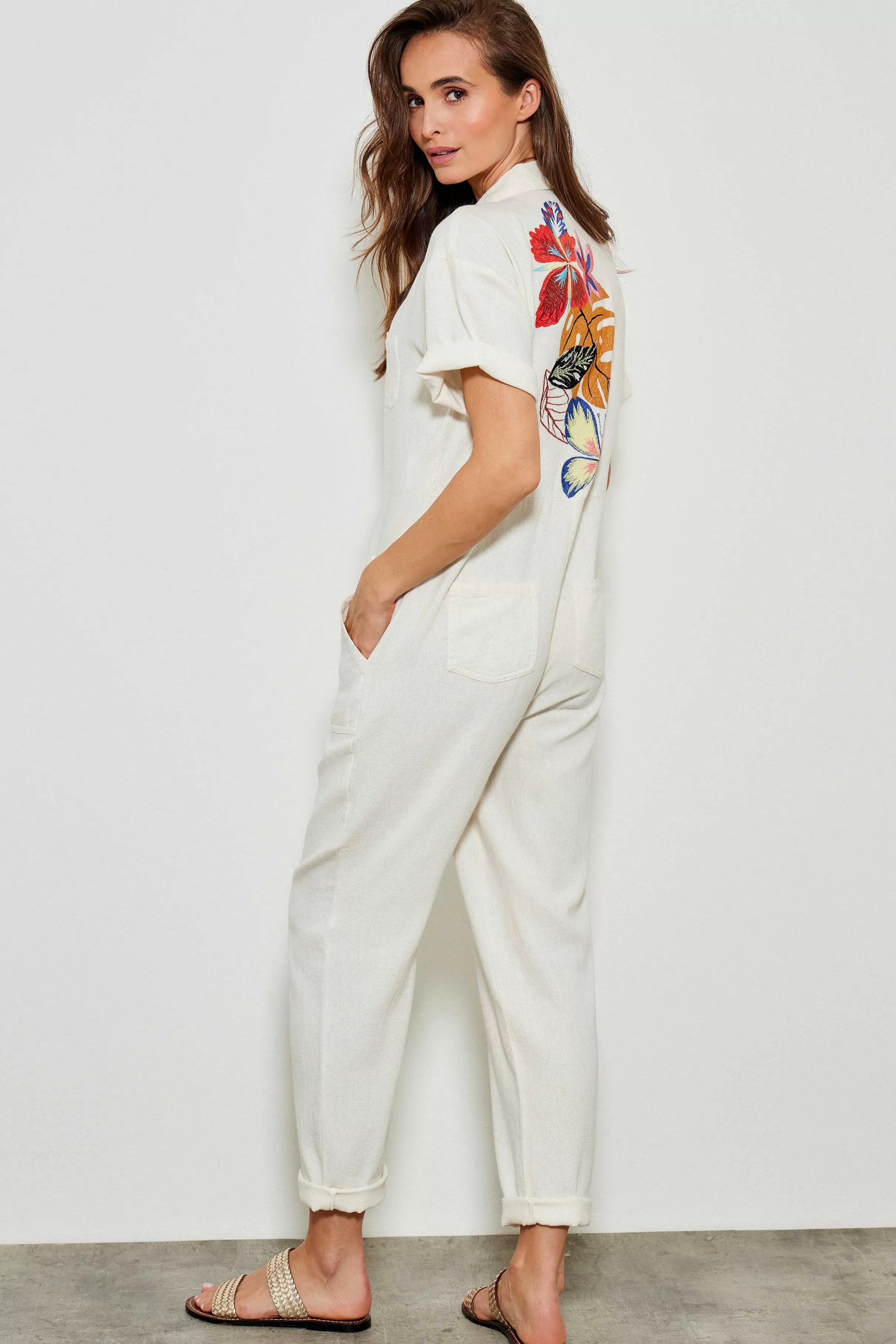 Kombinationer*Five Jeans Esad Jumpsuit Cremefarvet