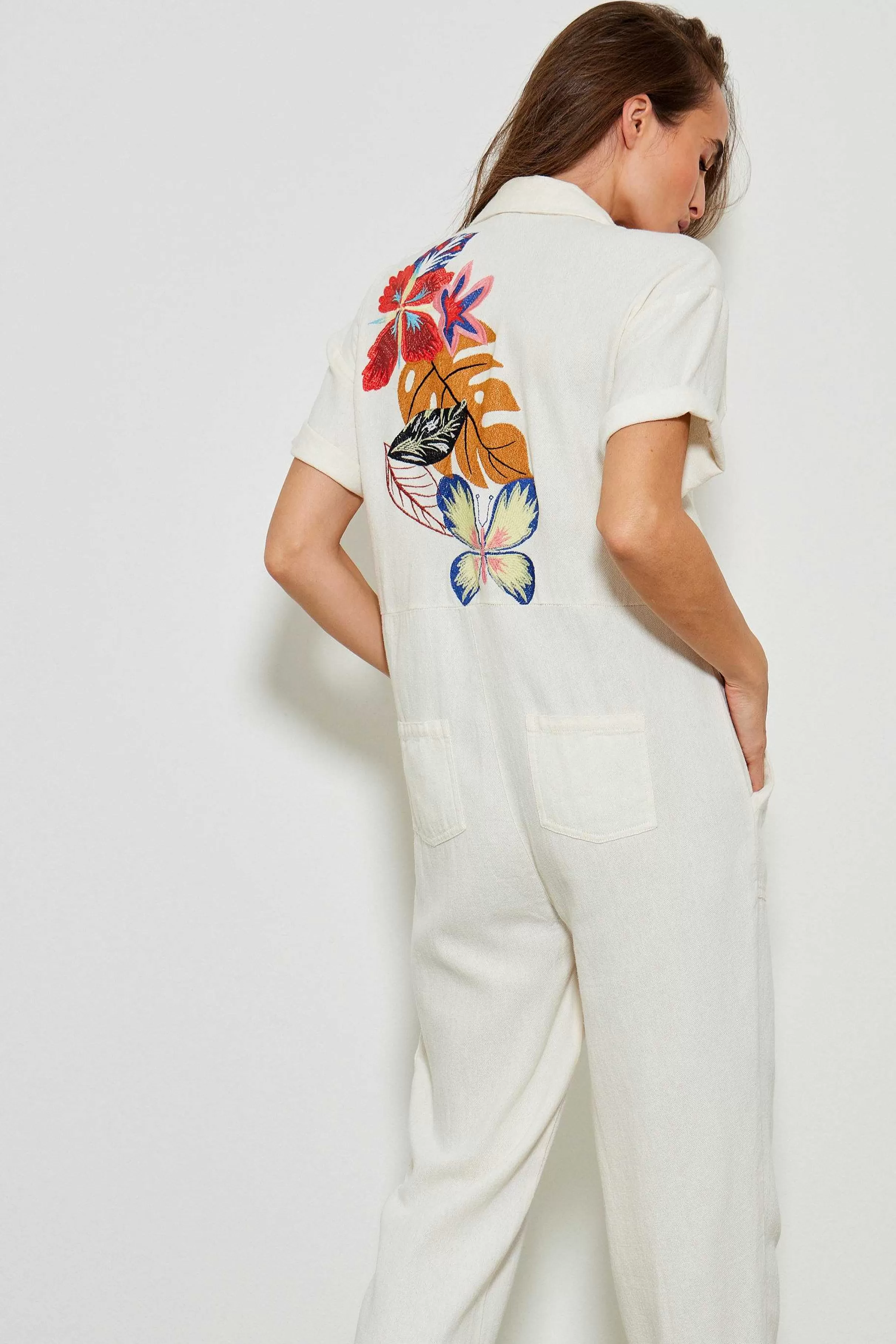 Kombinationer*Five Jeans Esad Jumpsuit Cremefarvet